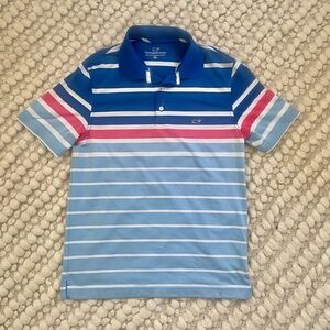 Vineyard Vines Steipes Blue and Pink Polo Shirt